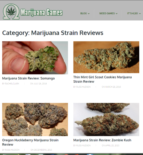 Marijuana Strain Reviews on MarijuanaGames site